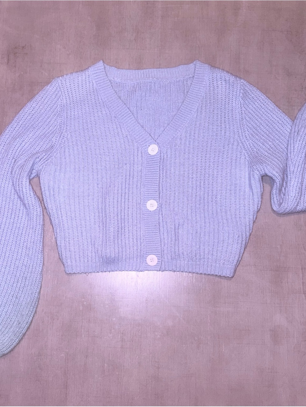 SHEIN Light Lavender Cropped V-Neck Button Cardigan